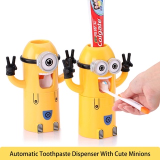 Minions dispensador automático de pasta de dientes lindo exprimidores accesorios de baño conjunto de cepillo de dientes taza cepillo de dientes titular para niños