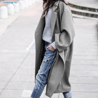 ledaing streetwear mujer oversize abrigo color sólido turndown collar overcoat todo partido para oficina