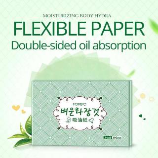 100 hojas/paquete de aceite Facial de té verde hojas de hinchazón de papel limpiador de aceite Facial Control de aceite absorbente papel (2)