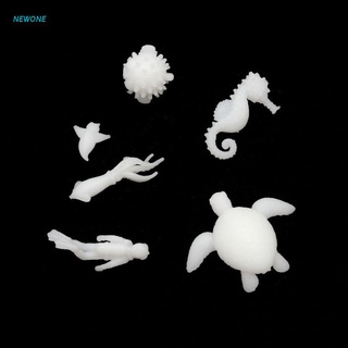 newone 6 piezas de silicona mini organismo marino modelado tortuga calamar resina molde rellenos playa tema joyería rellenos