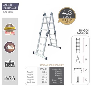 Escaleras plegables de aluminio/escales multiusos/escaleras multiusos/escaleras multiusos/plegables Liveo LV-603