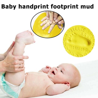 2pc20g cuidado del bebé mano pie almohadilla de tinta de arcilla suave sin lavado huella barro (amarillo)