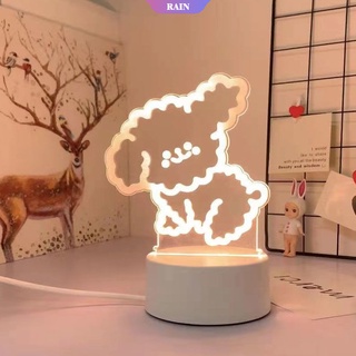 Sanrio Cinnamoroll Melody Kuromi 3D LED Luces De Noche Acrílico Estéreo Lámpara De Mesa Regalo De Cumpleaños [Lluvia] (6)