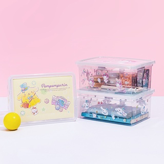 nuevos productos Miniso producto famoso caja de almacenamiento de la serie Sanrio perro canela rectangular Melody Pudding perro caja transparente