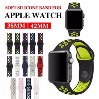 Correa de silicona transpirable de dos colores para Apple Watch Nike Band Sport Loop iWatch reemplazo