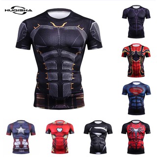 Nueva Marvel Superhero Camiseta Deportiva Compresión Hombre Manga Corta Verano Moda Casual Culturismo Camisa