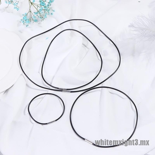 Blanco/3 mm negro cordón de cuero de cera cuerda de encaje cadena con hebilla rotativa de acero inoxidable (7)