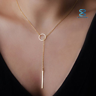 [SH] collar elegante con colgante de barra de círculo en forma de Y para mujer