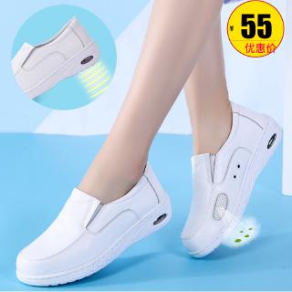 listo stock: jururawat ringan misi hitam putih zapatos de mujer zapatos de enfermera cojín de aire transpirable blanco zapatillas planas