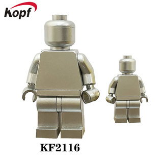 Lego Minifigures KF2116-2117 MOC Plain Blocks Man Son Gold and Silver Building Blocks Toys for Kids (3)