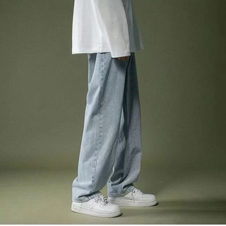 Coreano De La Moda De Los Hombres Pantalones De Mezclilla Retro Color Liso Recto Suelto Par Jeans Para Tendencia Casual Vintage MaleTrousers (4)