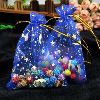 jingfeng colorido organza bolsas 50 unids/lote bolsas de regalo joyería embalaje impresionante fiesta festiva suministros de estrella luna decoración boda navidad favor cordón caramelo bolsas