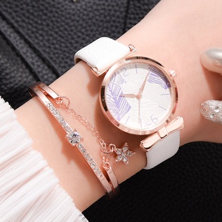 2Pcs Watch and Bracelet for Women Elegant Advanced Minimalist Belt Fashion Rhinestone Inlaid Quartz Watch (8)