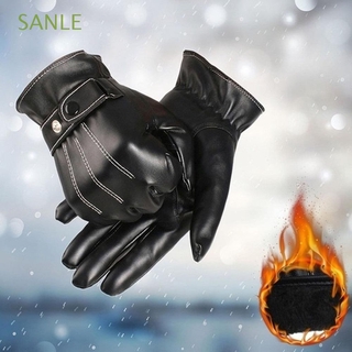 SANLE guantes de cuero para hombre/guantes térmicos de piel de otoño a prueba de viento de alta calidad/guantes de dedo completo/Multicolor