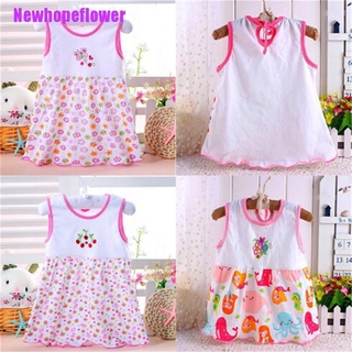[Newhopeflower] bebé niña vestido de algodón Regular sin mangas vestidos Casual ropa 0-24 M