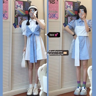 Spot verano nueva chica inteligente Odd estilo coreanoinsTraje de vestir de camisa de temperamento occidental chaleco dulce de sal