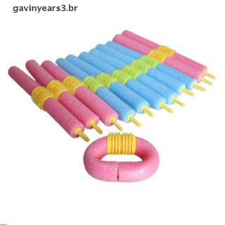 [gav] 12 pzs rodillo De Espuma flexible para cabello/tortación flexible/relleno/Br (4)