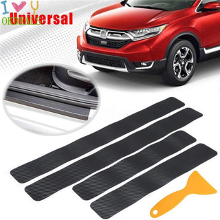 OKDEALS - pegatina práctica para placa de puerta de coche, color negro, antiarañazos, fibra de carbono, Auto, Universal, Protector caliente (1)
