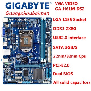 Used GIGABYTE H61M-DS2 Original Motherboard gigabyte h61ma-ds2 Motherboard LGA 1155 Motherboard H61 Mainboard Socket 1155 Desktop Motherboard VGA M-ATX USB2.0 DDR3 16GB