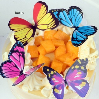 kaciiy 50pcs mariposas comestibles arco iris diy cupcake hadas tartas decoración de obleas mx (5)