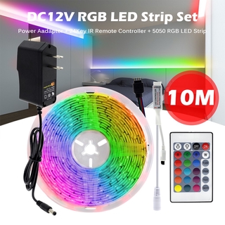 Barra de luz led 2M 10M RGB luz led 5050 DC12v cinta de diodo flexible con juego completo con adaptador de corriente + control remoto IR/RF