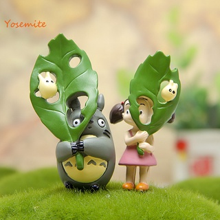 yosemite 2Pcs/Set Funny Action Figurine High Simulated Small Size Ghibli Totoros Mei Leaf Anime Character Figurine for Collection