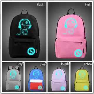 Hombres y mujeres luminoso portátil mochila USB bolsa de carga de la escuela mochila bolsa de viaje al aire libre de las mujeres mochila