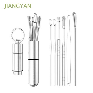 jiangyan portátil herramientas de cuidado del oído de acero inoxidable limpiador de canales de oído removedor de cera 360 limpieza profesional reutilizable masaje espiral multifunción earpick