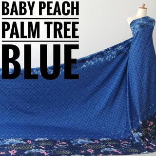 Bebé melocotón palmera azul metro tela (0,5 m)