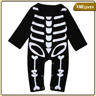 [xmejjvsv] una pieza de halloween esqueleto mameluco disfraz mono bebé niños niñas juego de rol mameluco, 70/80/90/95 seleccionable