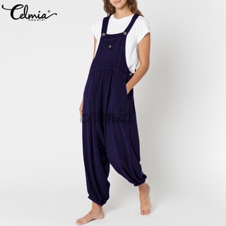 CELMIA Womens Summer Casual Sleeveless Pocket Cotton Linen Jumpsuit (5)