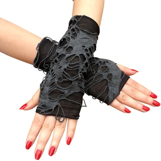 helisopus1 par de guantes largos sexy gótico negro con fugas estilo mendigo oscuro cosplay decoración accesorios rock disco guantes