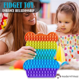 Forma de oso gigante Pop It gran tamaño Pop It burbuja Fidget arco iris sensorial juguete necesidades especiales alivio de ansiedad estrés para niño