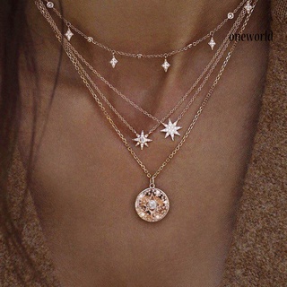 Oneworld collar Boho Multi capas de imitación con perla estrella collar joyería