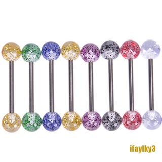 [ifayk] juego de 8 anillos de lengua con purpurina de colores, bola de barra, piercing de cuerpo, joyería nhuo