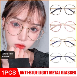 gafas de bloqueo de luz azul retro ordenador juego gafas redondas gafas de metal marco azul luz bloqueador gafas unisex