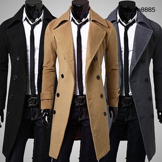 [DM MJkt] Men's Fashion Trench Coat Winter Long Jacket Double Breasted Overcoat Outwear