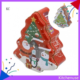 [KC] Caja de caramelos en forma de árbol de navidad para galletas de Metal a prueba de humedad para el hogar
