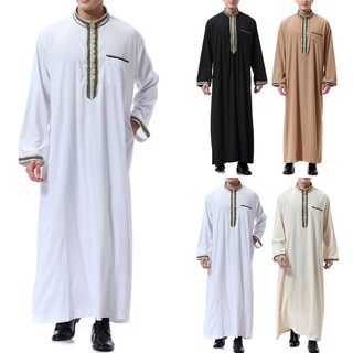 Kaftan túnica desierto árabe hombres masculino manga larga suelta Daffah formal Thobe fiesta
