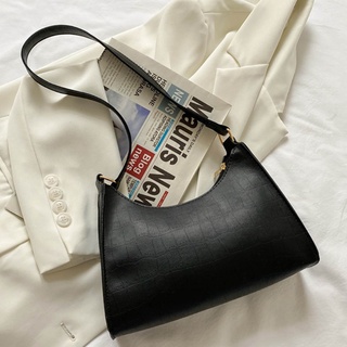 Re Leather Underarm Bag Crocodile Pattern Clutch Bags Retro Tote Zipper Handbag (9)