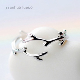 Jianhublue66 Jiutai anillo ajustable simple De hoja Fina De color plata Para mujer damas niñas Moda Trendy joyería De Dedo regalos