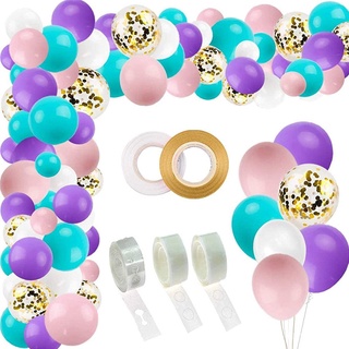 Rosa púrpura Tiffany azul globo cadena unicornio cumpleaños globo decoración conjunto niños fiesta globo arco guirnalda