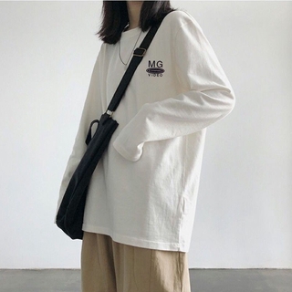 [100% algodón] camiseta de manga larga tops de mujer Versión coreana de la nueva camiseta blanca de primavera y otoño para ropa de otoño e invierno (9)