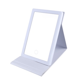 Pu plegable led maquillaje espejo lámpara portátil luminoso espejo de viaje luz escritorio (5)