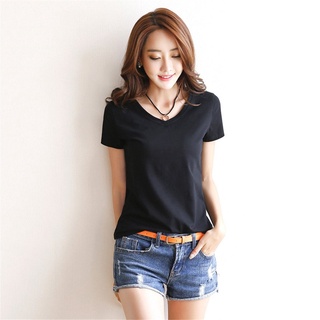 *QS Women Summer Short Sleeve T-Shirt Casual Comfortable Cotton Ladies Shirt Tops (2)