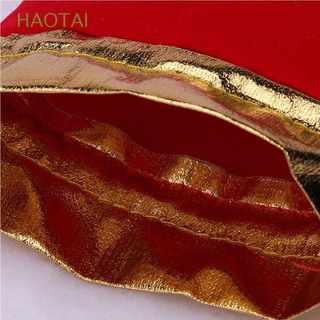 haotai - bolsa de lana con cordón, borde dorado, terciopelo rojo, 12 unidades, bolsa de regalo, franela, favor de boda, multicolor