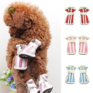 Venta caliente| 4 piezas de malla de moda de algodón transpirable antideslizante Casual zapatos para mascotas perro cachorro botas