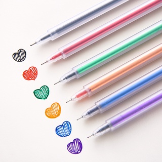 Bolígrafo de Gel de colores transparente esmerilado 0,5 mm naranja/verde/púrpura/rojo/azul/negro tinta firma pluma