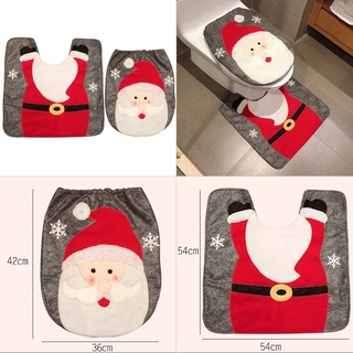 1 juego De funda De asiento y alfombra navideña De santa claus Para decoración del hogar/baño (8)
