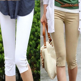 Las mujeres de verano Casual Color caramelo flaco delgado lápiz pantalones Leggings más el tamaño
